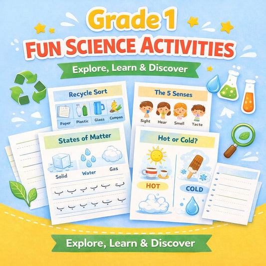 Grade 1 Mega Learning Bundle – 100+ Printable Worksheets (Math, English, Urdu & Science)