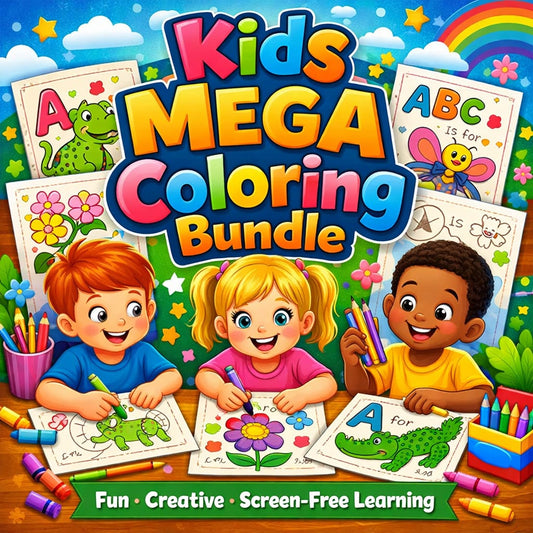 Kids Mega Coloring Worksheets Bundle | A-Z, Animals, Nature & Fun Coloring Pages (Printable PDF)