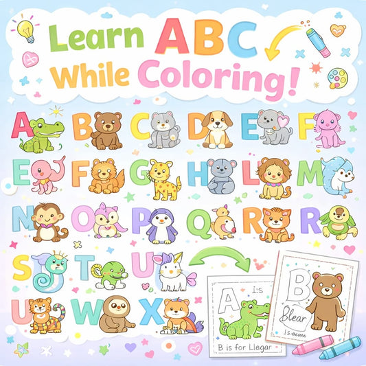 Kids Mega Coloring Worksheets Bundle | A-Z, Animals, Nature & Fun Coloring Pages (Printable PDF)