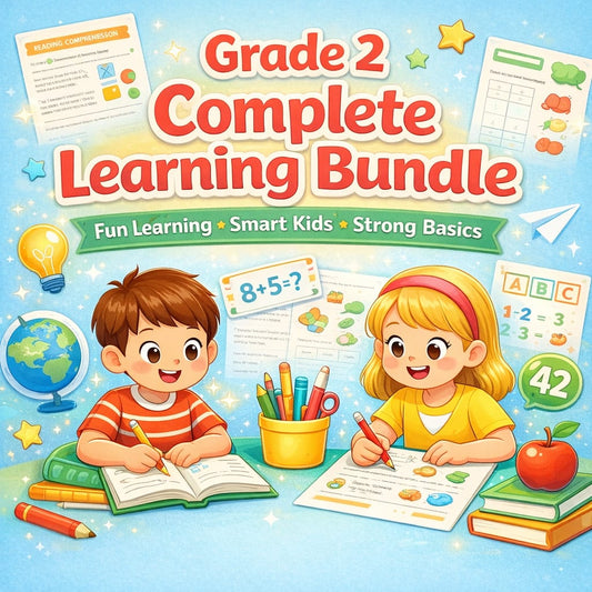 Grade 2 Complete Learning Worksheets Bundle | English, Maths, Science, Urdu & Social Studies (Printable PDFs)