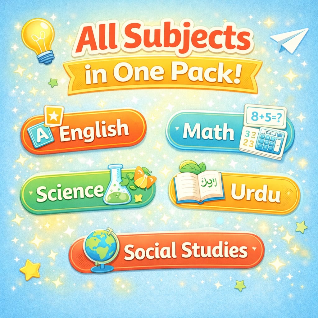 Grade 3 Complete Learning Worksheets Bundle | English, Math, Science, Urdu & More